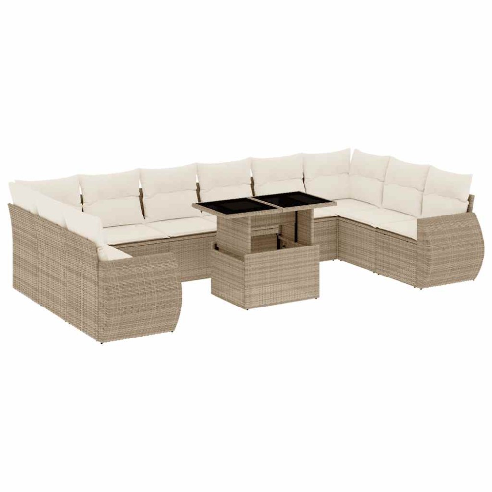vidaXL Set canapele de grădină cu perne, 11 piese, bej, poliratan