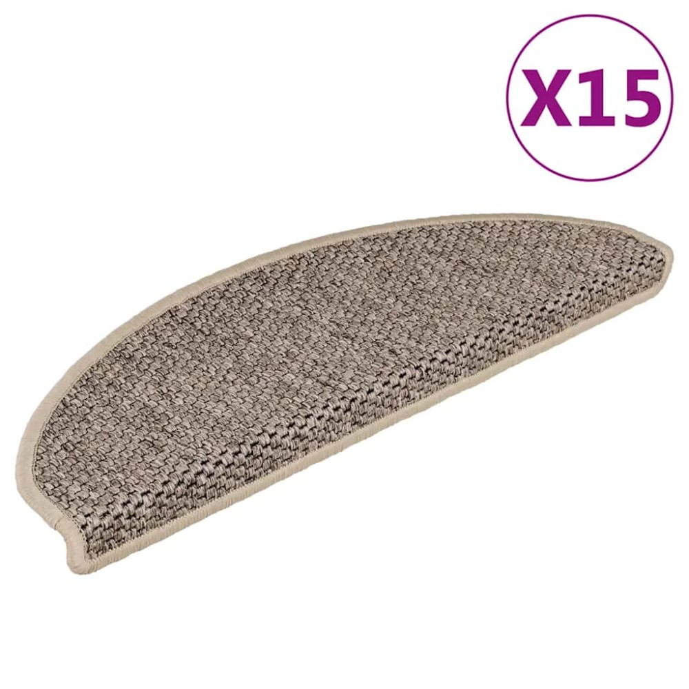 vidaXL Covorașe scări autoadezive, 15 buc. bej închis, 65x21x4cm sisal