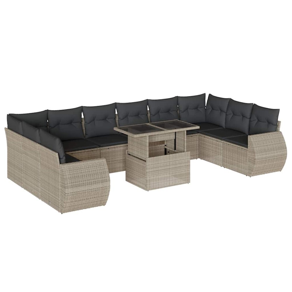 vidaXL Set canapele de grădină cu perne, 11 piese, gri, poliratan