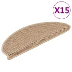 vidaXL Covorașe scări autoadezive 15buc nisipiu 65x21x4cm aspect sisal