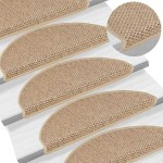 vidaXL Covorașe scări autoadezive 15buc nisipiu 65x21x4cm aspect sisal