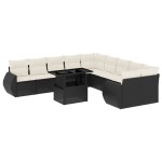 vidaXL Set canapele de grădină cu perne, 11 piese, negru, poliratan vidaXL Set canapele de grădină cu perne, 11 piese, negru, poliratan