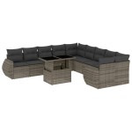 vidaXL Set canapele de grădină cu perne, 11 piese, gri, poliratan