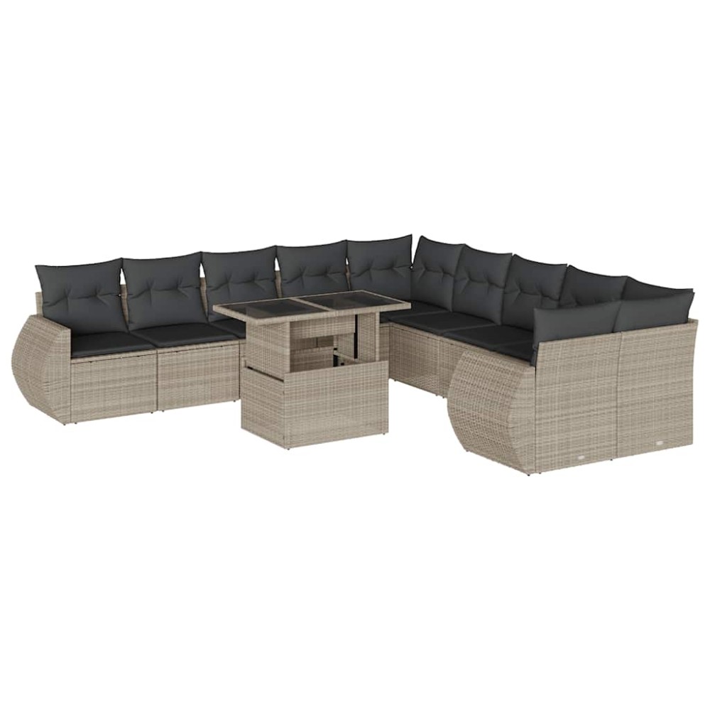 vidaXL Set canapele de grădină cu perne, 11 piese, gri, poliratan