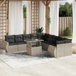 vidaXL Set canapele de grădină cu perne, 11 piese, gri, poliratan vidaXL Set canapele de grădină cu perne, 11 piese, gri, poliratan