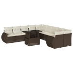 vidaXL Set canapele de grădină cu perne, 11 piese, maro, poliratan vidaXL Set canapele de grădină cu perne, 11 piese, maro, poliratan