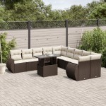 vidaXL Set canapele de grădină cu perne, 11 piese, maro, poliratan vidaXL Set canapele de grădină cu perne, 11 piese, maro, poliratan