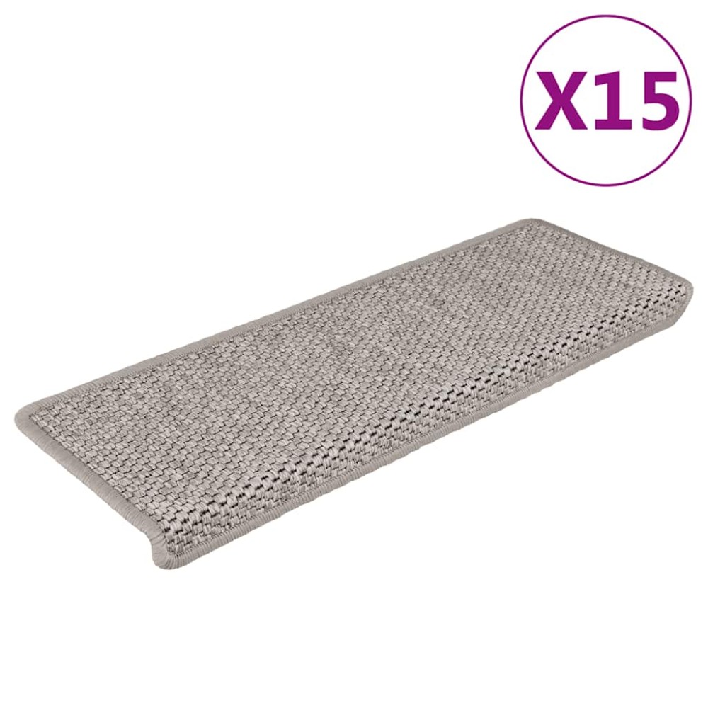vidaXL Covorașe autoadezive scări, 15 buc., argintiu, 65x21x4cm, sisal