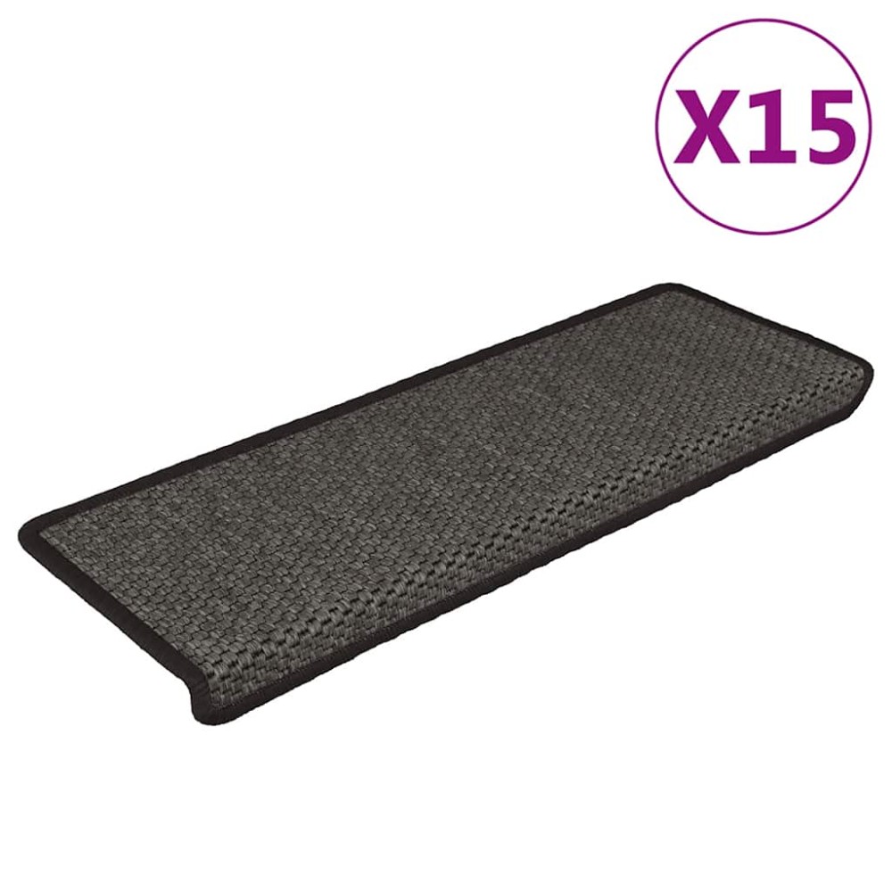 vidaXL Covorașe scări autoadezive, 15 buc. antracit 65x21x4 cm sisal