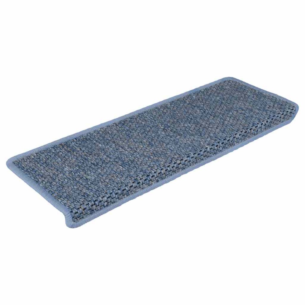 vidaXL Covorașe scări autoadezive, 15 buc. albastru 65x21x4 cm, sisal