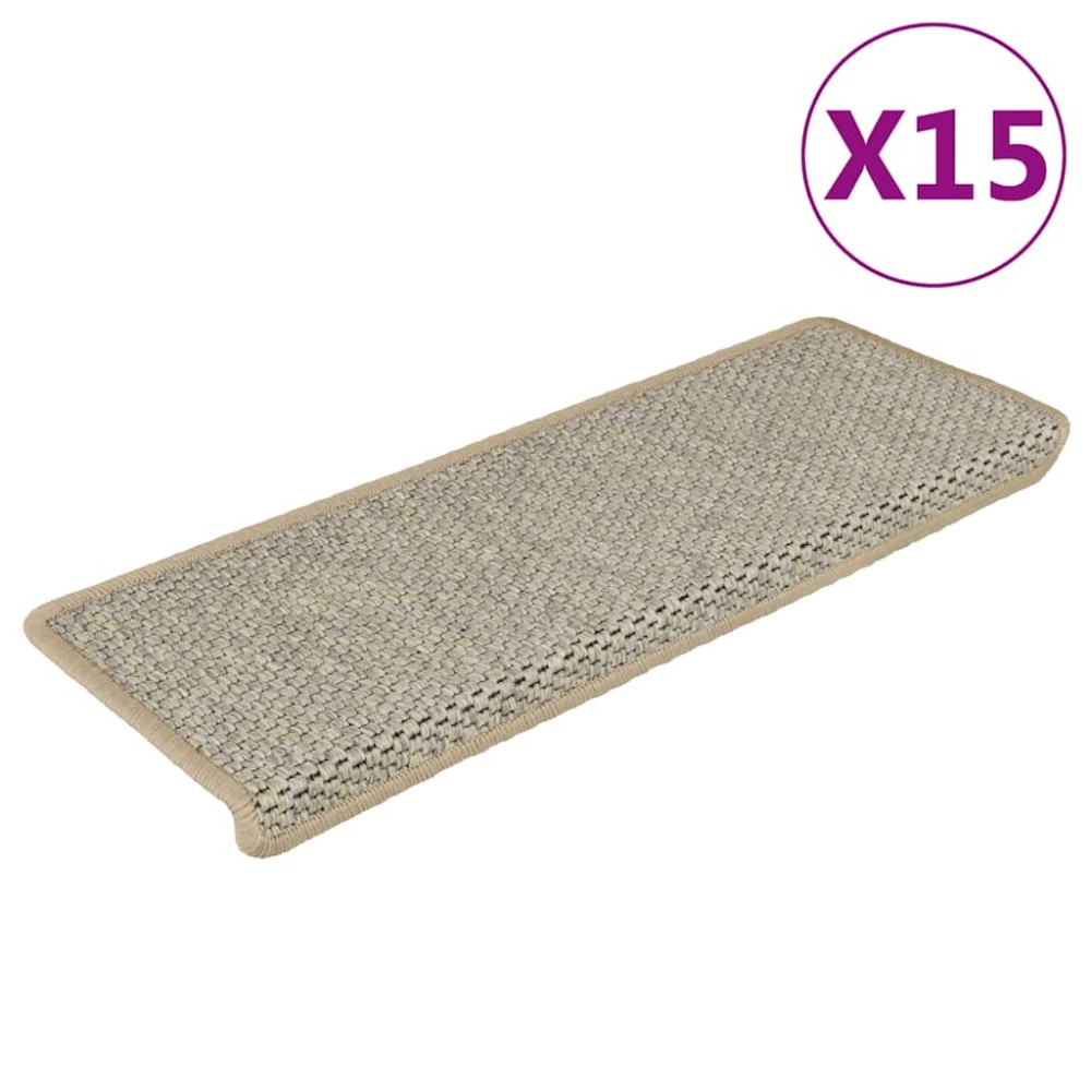 vidaXL Covorașe scări autoadezive, 15 buc. verde 65x21x4 cm, sisal