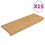 vidaXL Covorașe scări autoadezive, 15 buc. portocaliu, 65x21x4cm sisal