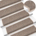 vidaXL Covorașe scări autoadezive, 15 buc. bej 65x21x4 cm aspect sisal vidaXL Covorașe scări autoadezive, 15 buc. bej 65x21x4 cm aspect sisal