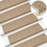 vidaXL Covorașe scări autoadezive 15buc nisipiu 65x21x4cm aspect sisal vidaXL Covorașe scări autoadezive 15buc nisipiu 65x21x4cm aspect sisal