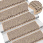 vidaXL Covorașe scări autoadezive 15 buc. bej deschis 65x21x4 cm sisal