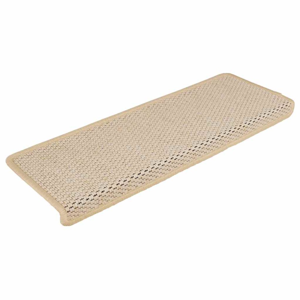vidaXL Covorașe scări autoadezive, 15 buc., crem, 65x21x4 cm, sisal