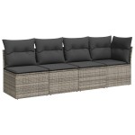 vidaXL Set canapea de grădină cu perne, 5 piese, gri, poliratan