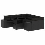 vidaXL Set mobilier de grădină cu perne, 9 piese, negru, poliratan vidaXL Set mobilier de grădină cu perne, 9 piese, negru, poliratan