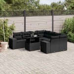 vidaXL Set mobilier de grădină cu perne, 9 piese, negru, poliratan vidaXL Set mobilier de grădină cu perne, 9 piese, negru, poliratan