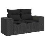 vidaXL Set mobilier de grădină cu perne, 9 piese, negru, poliratan vidaXL Set mobilier de grădină cu perne, 9 piese, negru, poliratan