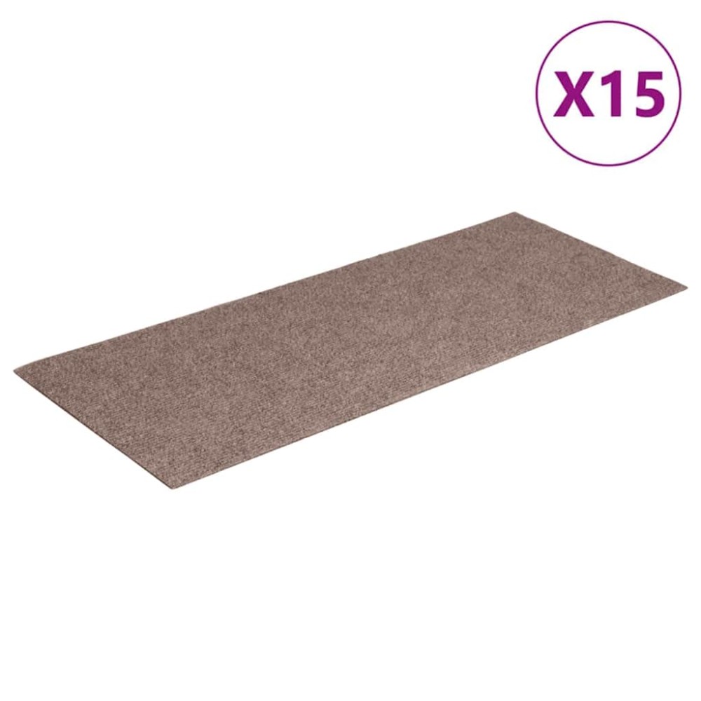 vidaXL Covorașe autoadezive pentru scări, 15 buc., 60x25 cm, maro deschis, dreptunghiulare