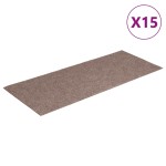 vidaXL Covorașe autoadezive pentru scări, 15 buc., 60x25 cm, maro deschis, dreptunghiulare