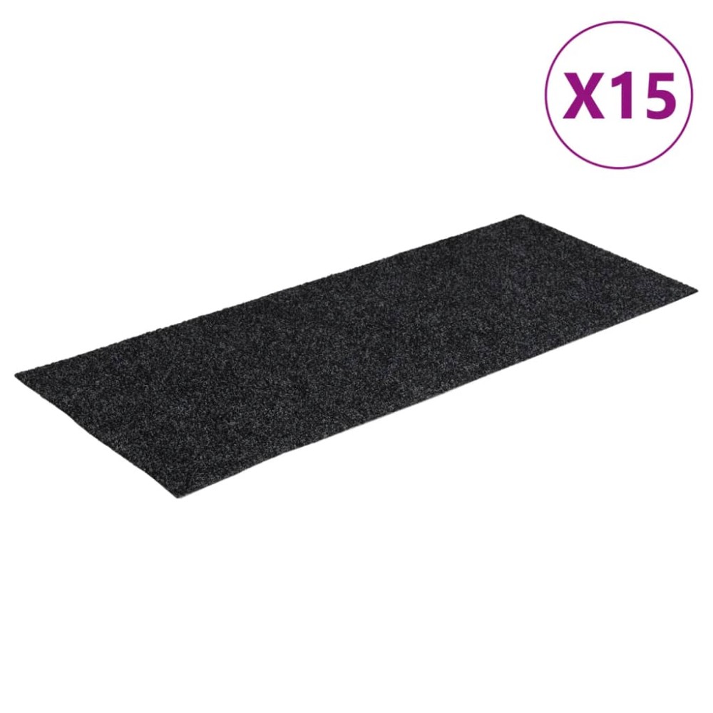 vidaXL Covorașe scări autoadezive, 15 buc., 60x25 cm, gri, dreptunghiulare