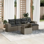 vidaXL Set mobilier grădină cu perne, 6 piese, gri, poliratan vidaXL Set mobilier grădină cu perne, 6 piese, gri, poliratan