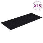 vidaXL Covorașe scări autoadezive, 15 buc., 60x25 cm, negre, dreptunghiulare vidaXL Covorașe scări autoadezive, 15 buc., 60x25 cm, negre, dreptunghiulare