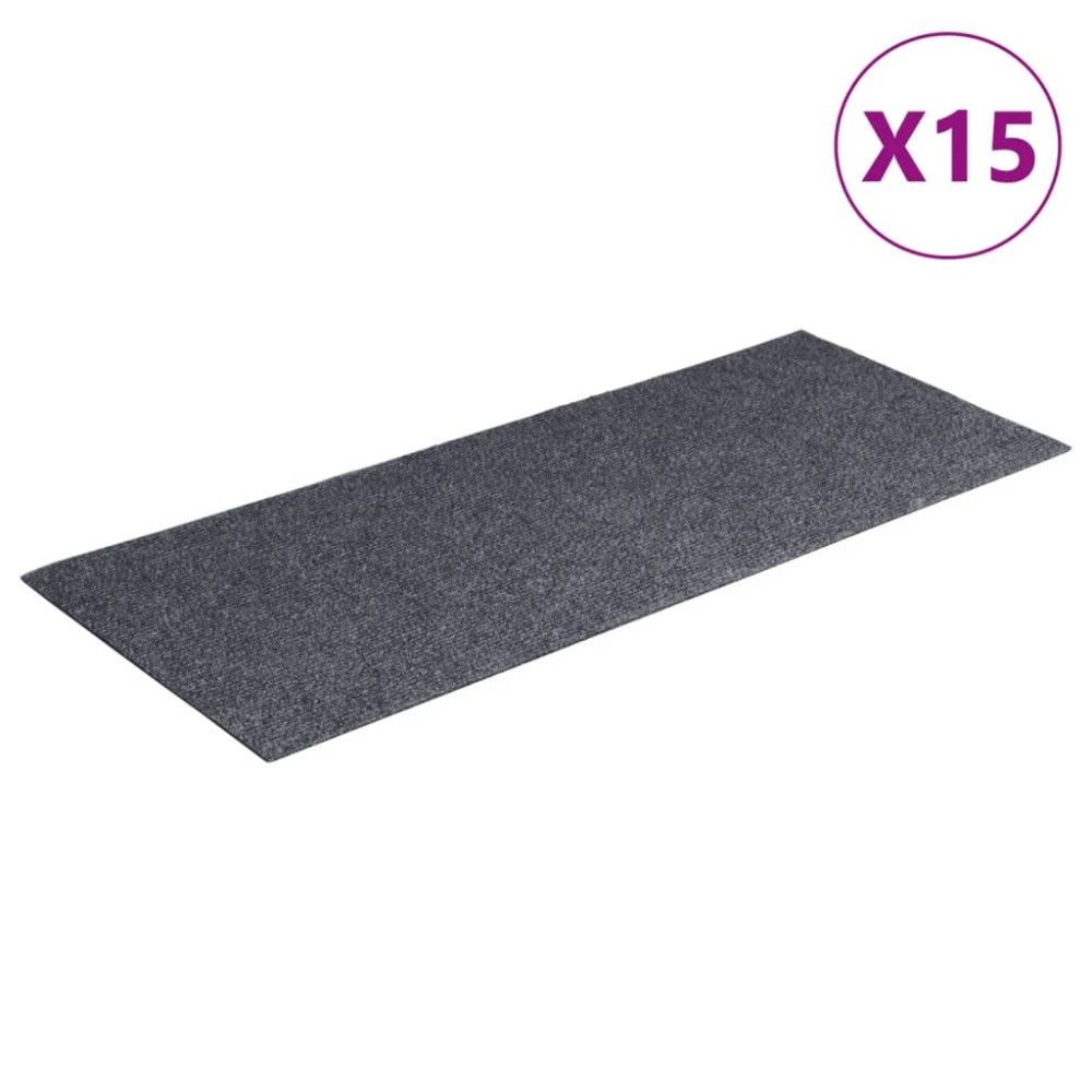 vidaXL Covorașe autoadezive pentru scări, 15 buc., 60x25 cm, gri deschis, dreptunghiulare