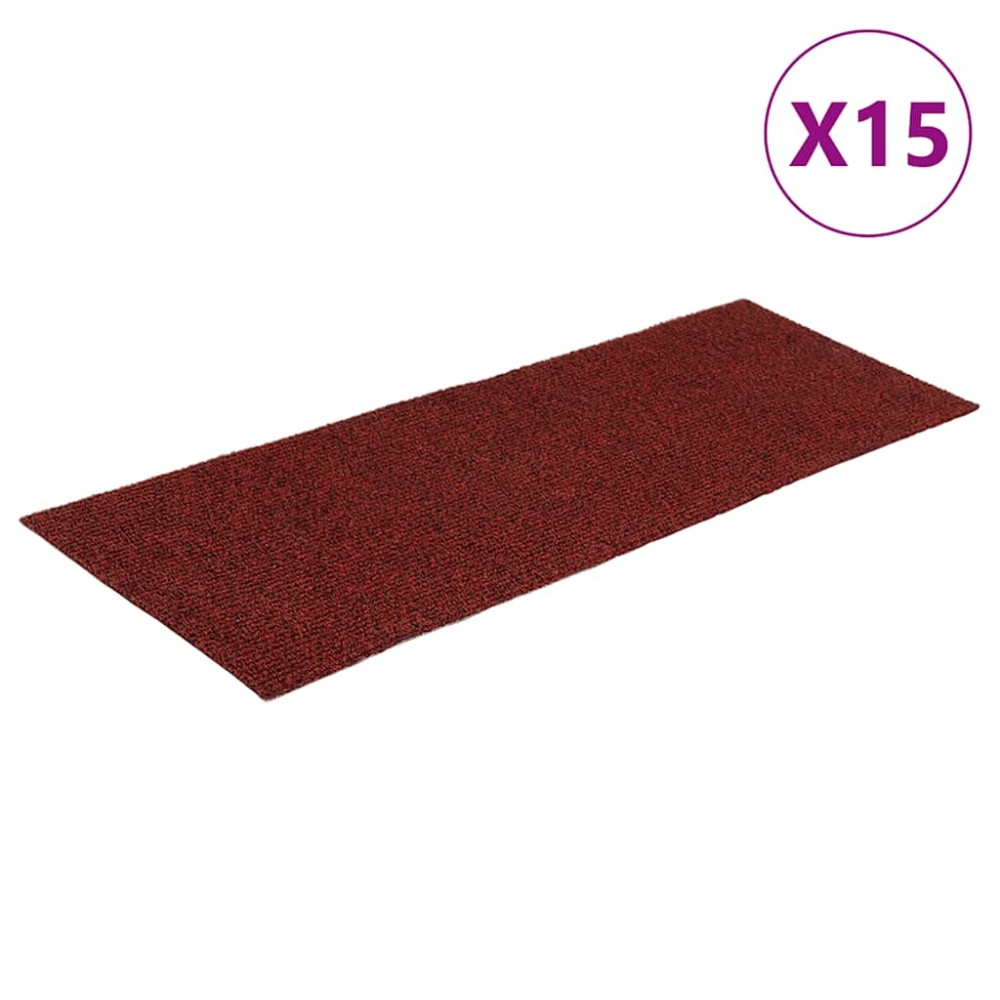 vidaXL Covorașe pentru scări autoadezive, 15 buc., 60x25 cm, dreptunghiulare, roșu bordeaux