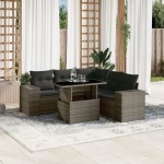 vidaXL Set mobilier grădină cu perne, 6 piese, gri, poliratan vidaXL Set mobilier grădină cu perne, 6 piese, gri, poliratan