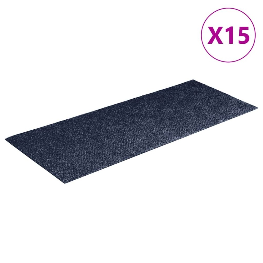vidaXL Covorașe autoadezive pentru scări, 15 buc., 60x25 cm, gri-albastru, dreptunghiulare