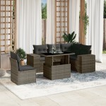 vidaXL Set mobilier grădină cu perne, 6 piese, gri, poliratan vidaXL Set mobilier grădină cu perne, 6 piese, gri, poliratan