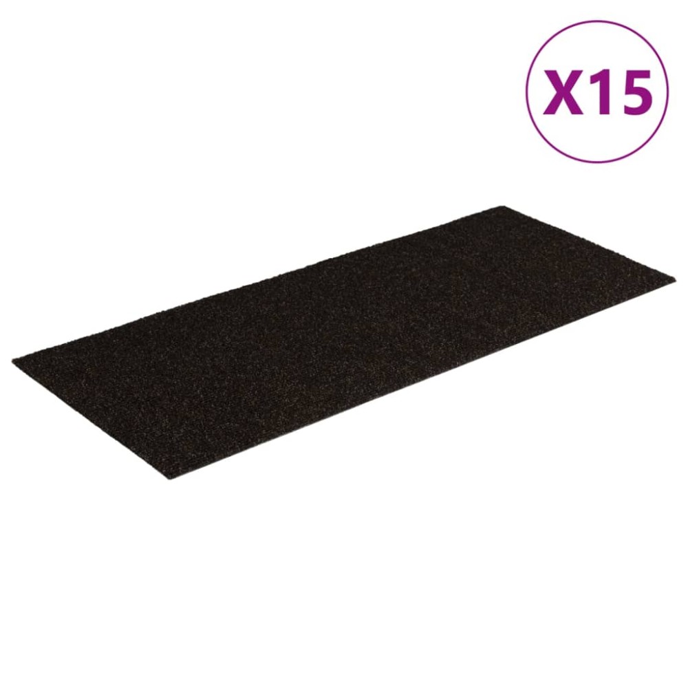 vidaXL Covorașe autoadezive pentru scări, 15 buc., 60x25 cm, maro închis, dreptunghiulare