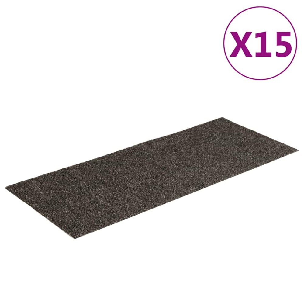 vidaXL Covorașe pentru scări autoadezive, 15 buc., 60x25 cm, antracit, dreptunghiulare