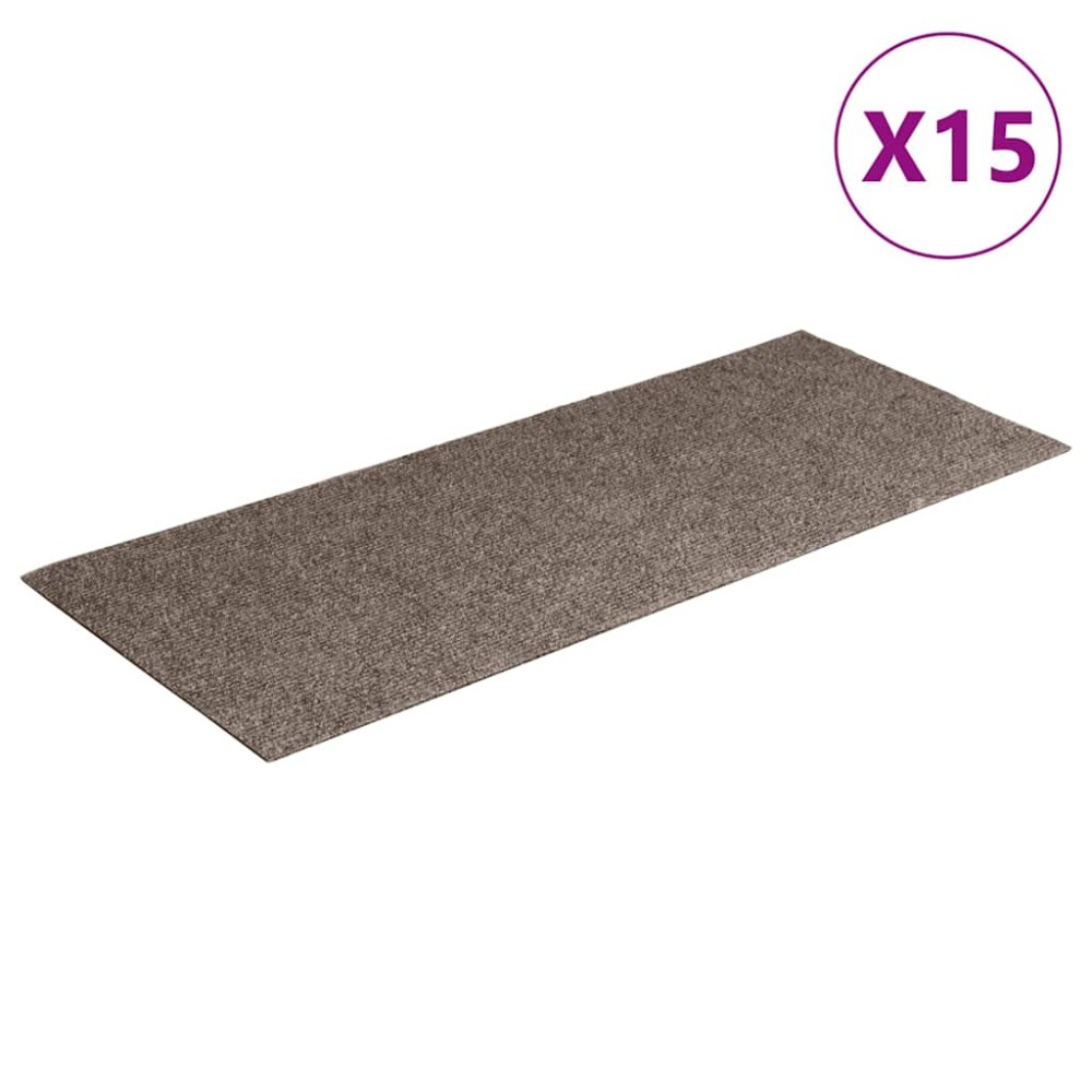 vidaXL Covorașe autoadezive pentru scări, 15 buc., 60x25 cm, bej, dreptunghiulare