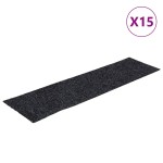 vidaXL Covorașe scări autoadezive, 15 buc., 76x20 cm, gri, dreptunghiulare