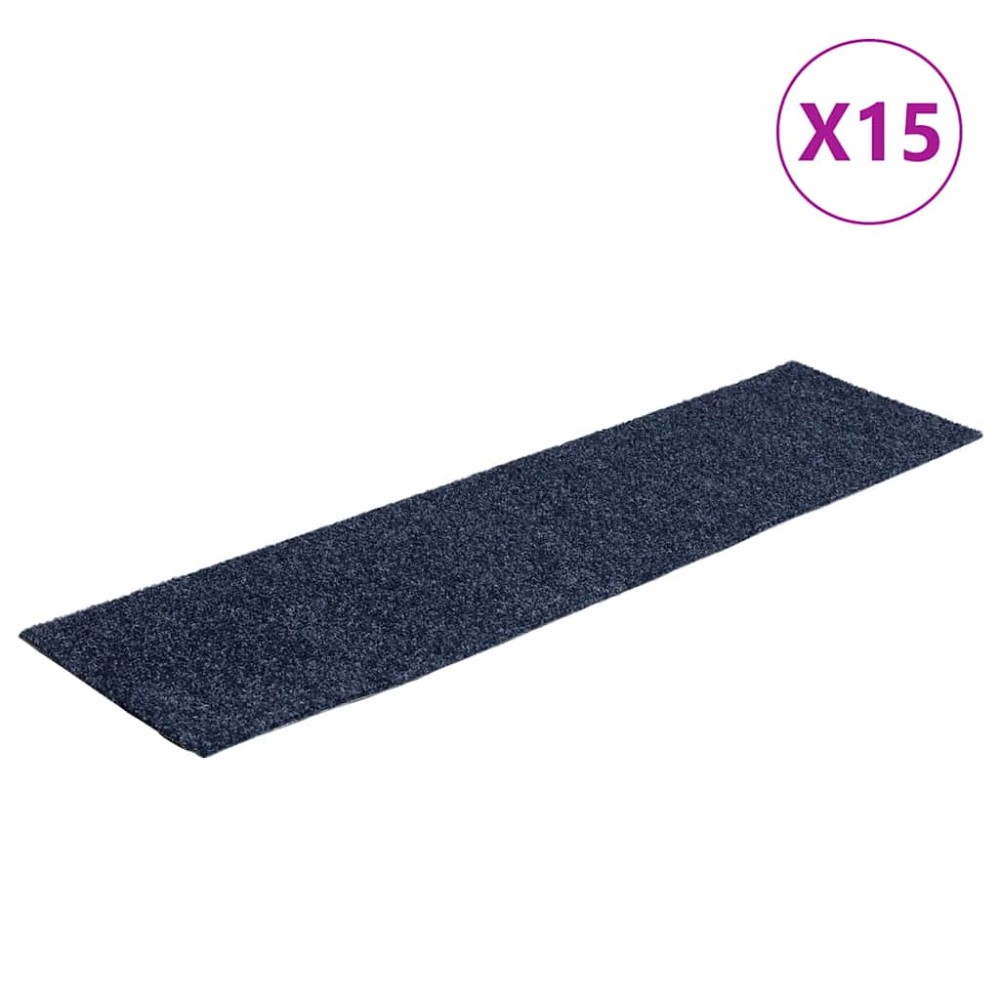 vidaXL Covorașe autoadezive pentru scări, 15 buc., 76x20 cm, gri, albastru, dreptunghiulare