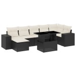 vidaXL Set mobilier de grădină cu perne, 8 piese, negru, poliratan vidaXL Set mobilier de grădină cu perne, 8 piese, negru, poliratan