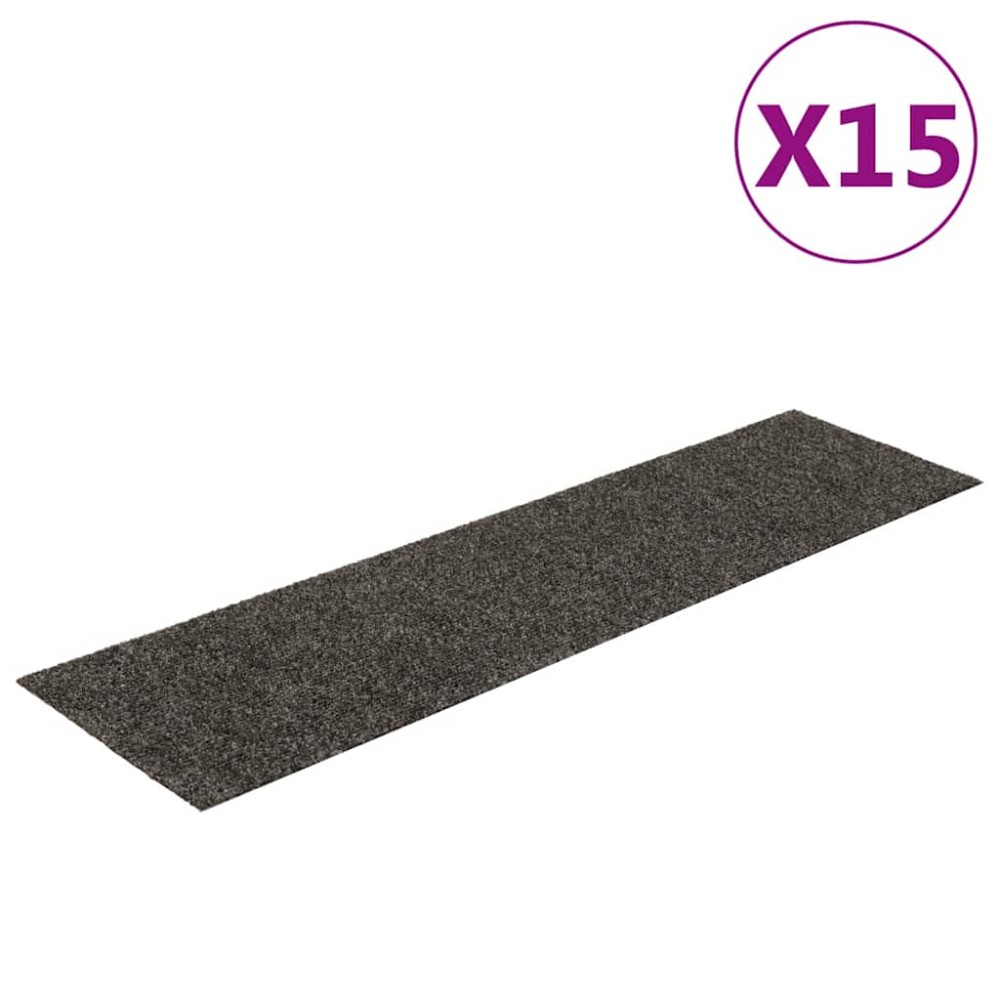 vidaXL Covorașe autoadezive pentru scări, 15 buc., 76x20 cm, antracit, dreptunghiulare