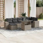 vidaXL Set mobilier de grădină cu perne, 8 piese gri deschis poliratan vidaXL Set mobilier de grădină cu perne, 8 piese gri deschis poliratan