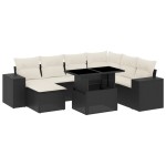 vidaXL Set mobilier de grădină cu perne, 8 piese, negru, poliratan