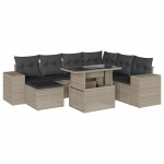 vidaXL Set mobilier de grădină cu perne, 8 piese gri deschis poliratan