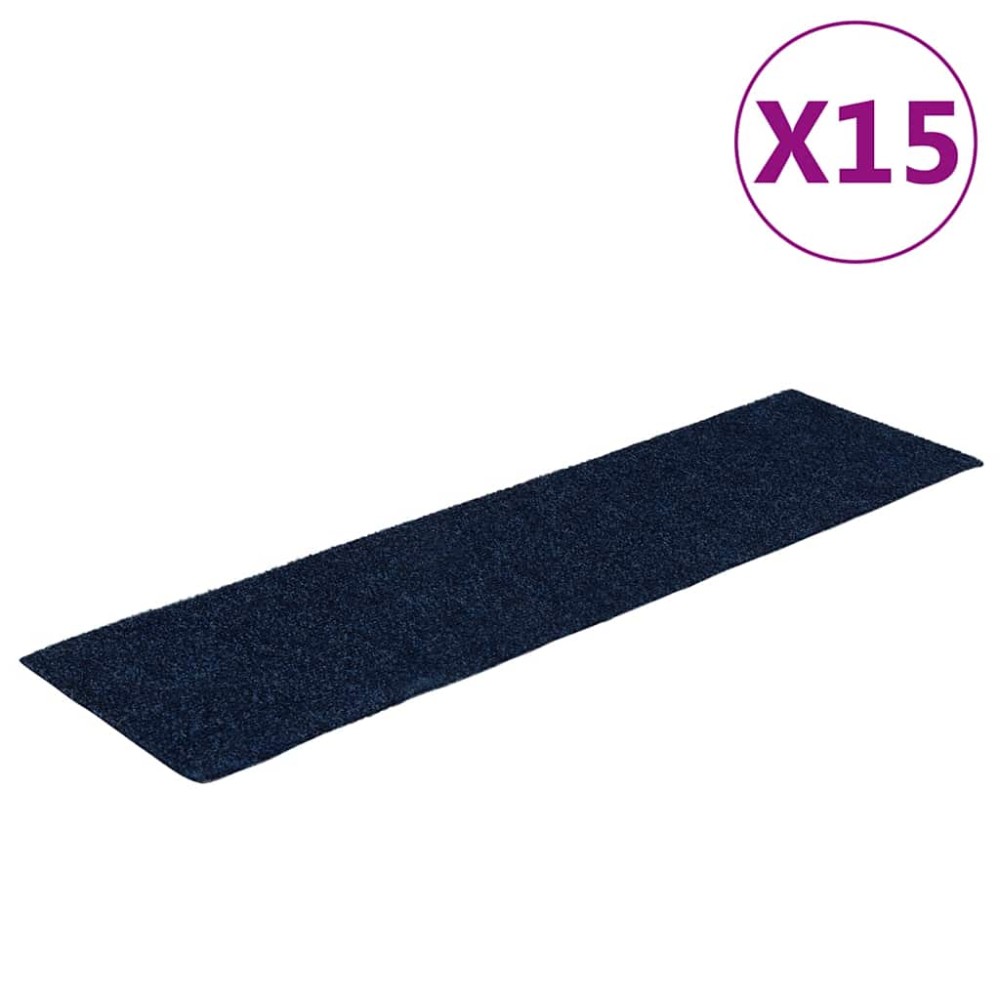 vidaXL Covorașe autoadezive pentru scări, 15 buc., 76x20 cm, dreptunghiulare, bleumarin