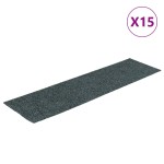 vidaXL Covorașe scări autoadezive, 15 buc., 76x20 cm, verde, dreptunghiulare