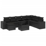 vidaXL Set mobilier de grădină cu perne, 9 piese, negru, poliratan
