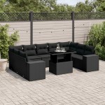 vidaXL Set canapele de grădină cu perne, 10 piese, negru, poliratan vidaXL Set canapele de grădină cu perne, 10 piese, negru, poliratan