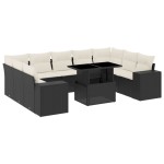 vidaXL Set canapele de grădină cu perne, 10 piese, negru, poliratan vidaXL Set canapele de grădină cu perne, 10 piese, negru, poliratan