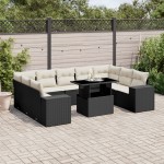 vidaXL Set canapele de grădină cu perne, 10 piese, negru, poliratan vidaXL Set canapele de grădină cu perne, 10 piese, negru, poliratan